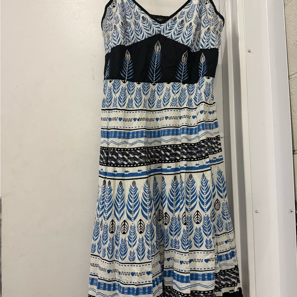 Blue and Black Patterned Women's Dress